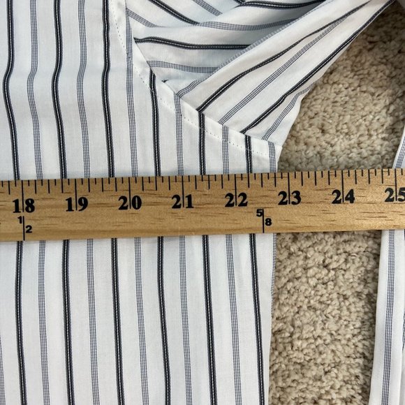 Womans Claiborne Button Front Shirt M White Black Striped MWT - Picture 10 of 15